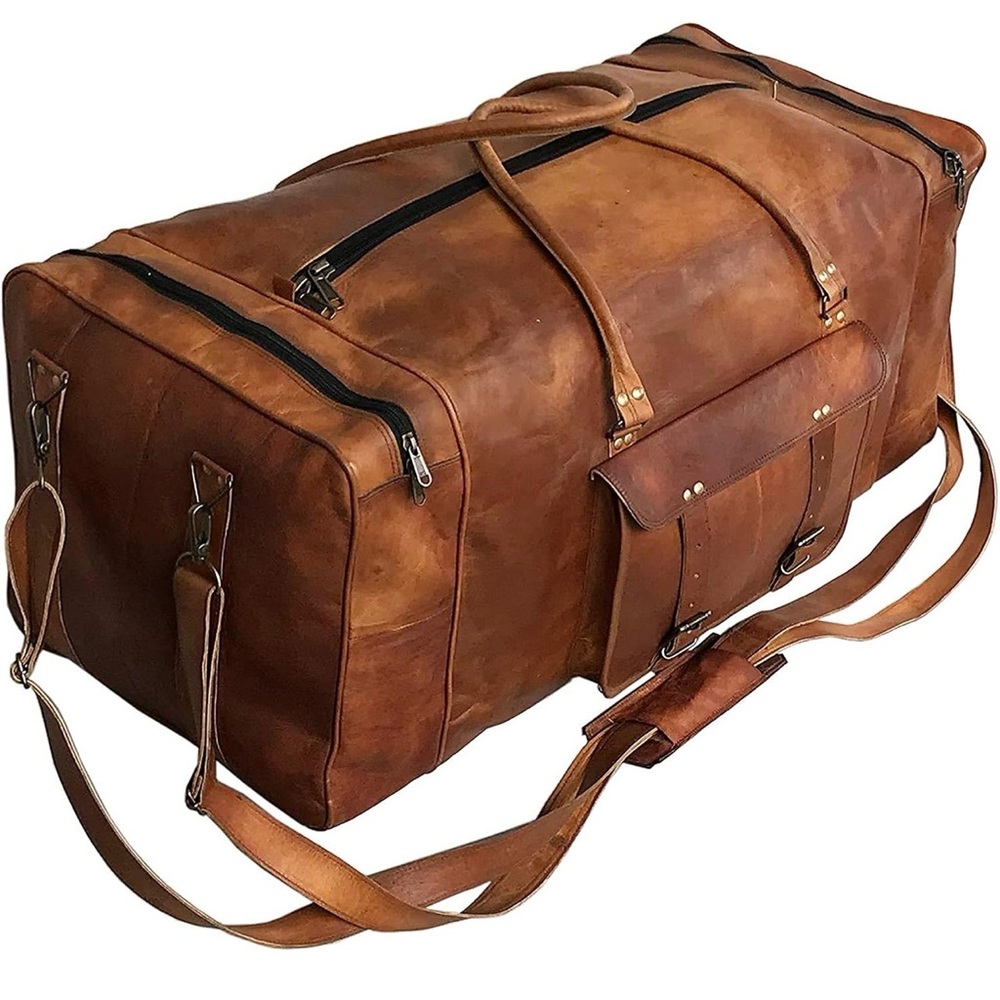 Brown Leather Men's Travel Bag